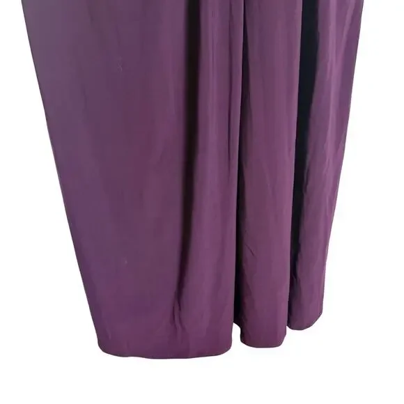 Alex Evenings Eggplant Purple Cowl Neck Embellished Waist Slit Long Gown Size 10 - Picture 7 of 11